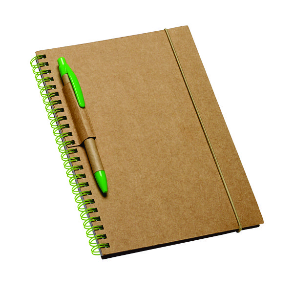 Caderno Capa Dura com Folhas Pautadas de Papel Reciclado