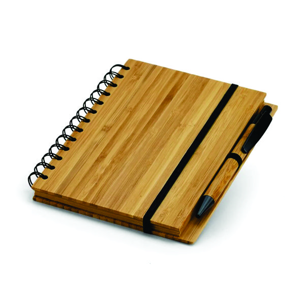 Caderno feito de Bambu com Folhas de Papel Reciclado