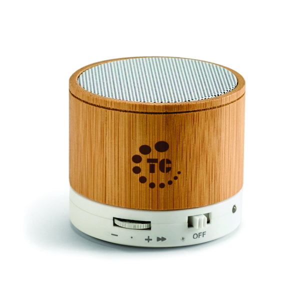 Caixa de Som feita de Bambu com Microfone