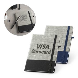 Caderno Capa Dura Fibra de Palha e Algodão Canvas