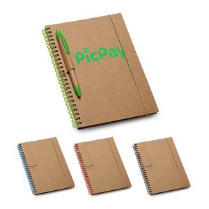 Caderno Capa Dura com Folhas Pautadas de Papel Reciclado