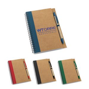 Caderno cartão e esferográfica em papel kraft