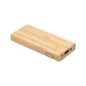 Bateria portátil em bambu personalizada de 5000 mAh com múltiplas portas