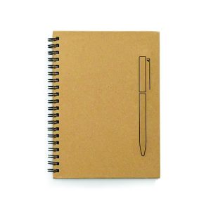Caderno Capa Dura Papel Kraft com Imã para Suporte de Esferográfica