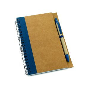 Caderno cartão e esferográfica em papel kraft Brinde