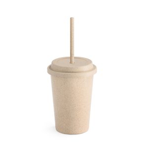 Copo fibra de Bambu de viagem com canudo retrátil