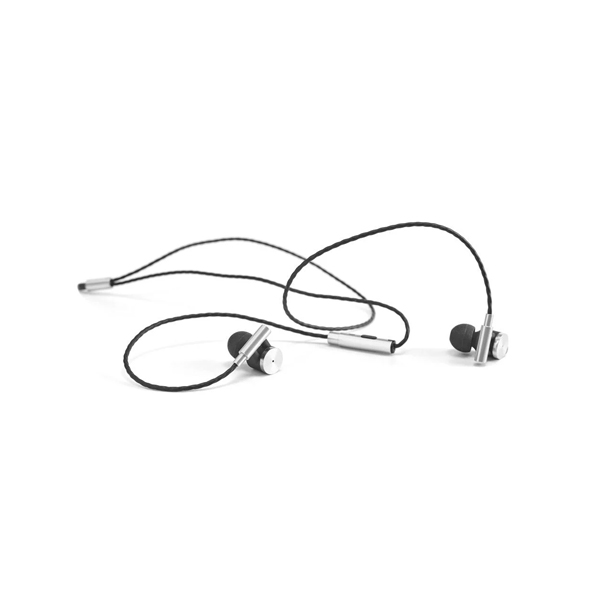 Fones de ouvido com fios em metal e ABS