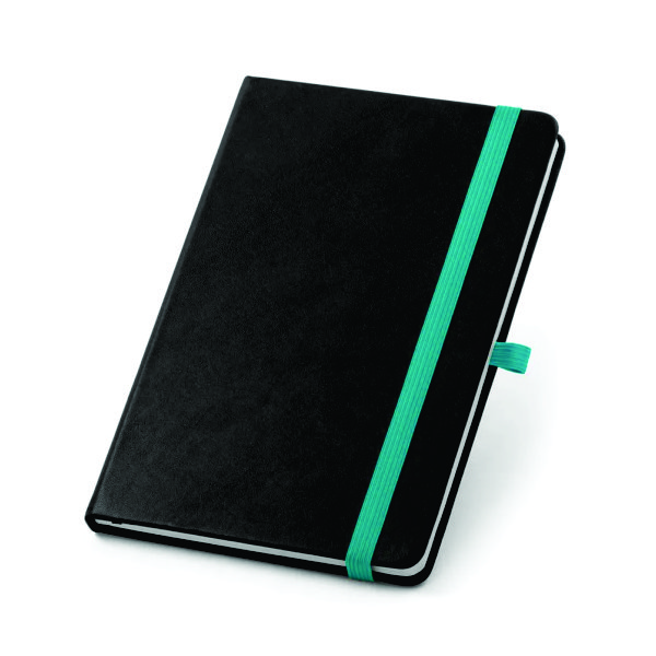 Moleskine capa dura com elástico colorido e suporte para esferográfica